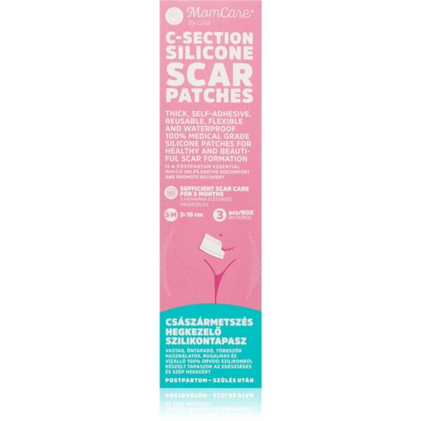 MomCare by Lina C-Section Silicone Scar Patches plasturi de silicon pentru cicatrici de cezariană mărime S-M 3x15 cm 3 buc-ro