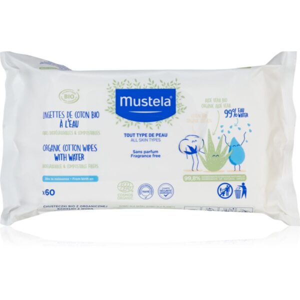 Mustela BIO Organic Cotton Wipes șervețele umede pentru copii 60 buc-Țena