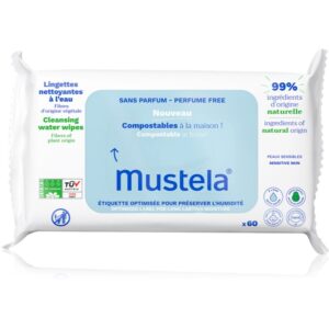 Mustela Compostable at Home Cleansing Wipes Perfume Free servetele pentru curatare fara parfum pentru nou-nascuti si copii 60 buc-ro