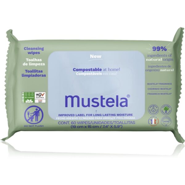 Mustela Compostable at Home Cleansing Wipes servetele pentru curatare produs parfumat pentru nou-nascuti si copii 60 buc-ro