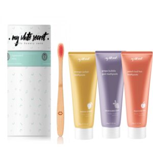 My White Secret Gift Pack Fruits Toothpaste + Toothbrush set pentru îngrijirea dentară-Țena