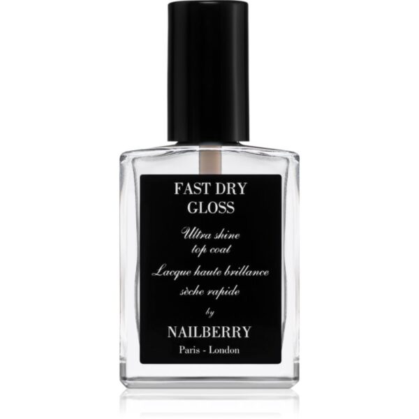 NAILBERRY Fast Dry Gloss Ultra Shine Top Coat uscare rapida pentru unghii 15 ml-Țena