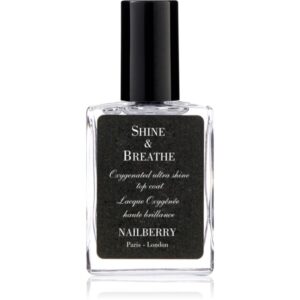 NAILBERRY Shine & Breathe Oxygenated Ultra Shine Top Coat lac de unghii pentru o protecție perfectă și strălucire intensă 15 ml-Țena