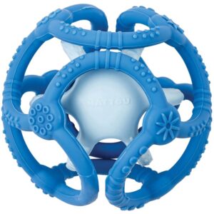 NATTOU Teether Silicone Ball 2 in 1 jucărie pentru dentiție Blue 4 m+ 2 buc-ro