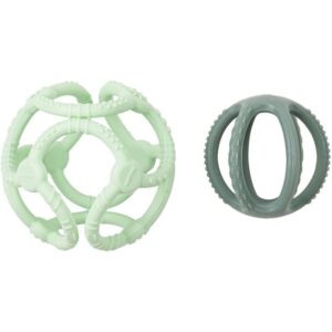 NATTOU Teether Silicone Ball 2 in 1 jucărie pentru dentiție Mint 4 m+ 2 buc-ro