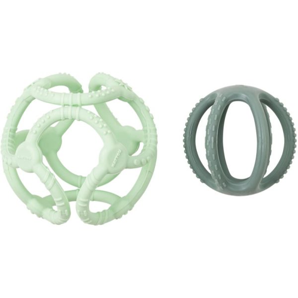 NATTOU Teether Silicone Ball 2 in 1 jucărie pentru dentiție Mint 4 m+ 2 buc-ro