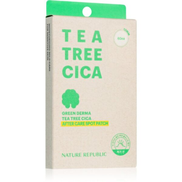 NATURE REPUBLIC Green Derma Tea Tree Cica After Care Spot Patch tratament local pentru piele uscata si iritata in urma tratamentului antiacneic 60 buc-Țena