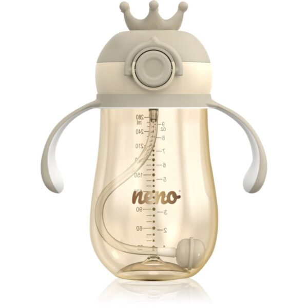 NENO Mio 2 12m+ cană pentru antrenament cu pai Brown 280 ml-ro