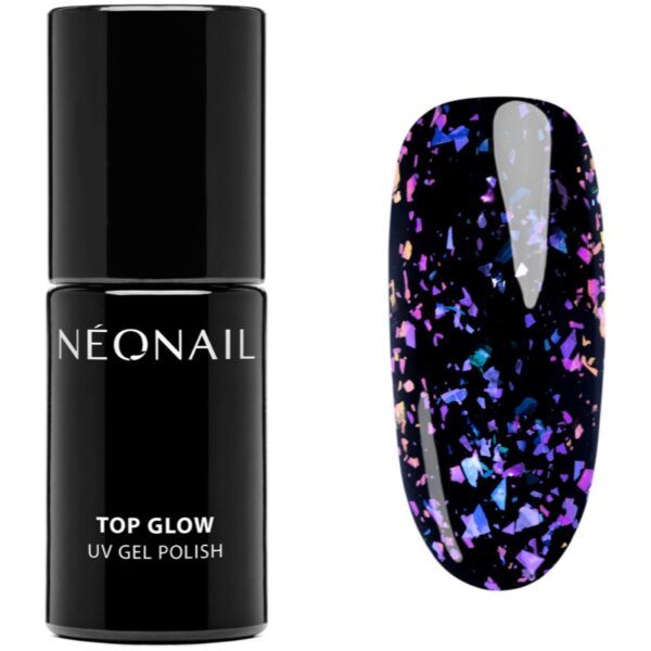 NEONAIL Top Glow lac gel de unghii pentru acoperirea superioară culoare Violet Aurora Flakes 7.2 ml-ro