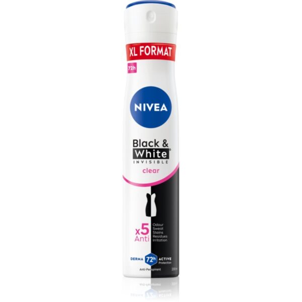 NIVEA Black & White Invisible Clear spray anti-perspirant pentru femei 200 ml-ro