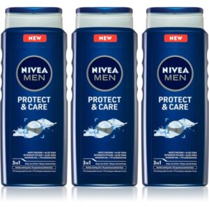 NIVEA MEN Protect & Care Gel de duș pentru bărbați ambalaj economic 3 x 500 ml-Țena