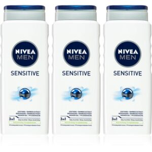 NIVEA MEN Sensitive Gel de duș pentru bărbați ambalaj economic 3 x 500 ml-Țena