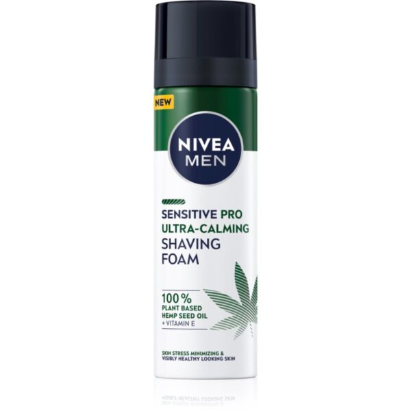 NIVEA MEN Sensitive Hemp spumă pentru bărbierit cu ulei de canepa 200 ml-Țena