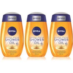 NIVEA Natural Caring ulei de dus pentru piele uscata 3 x 200 ml-ro