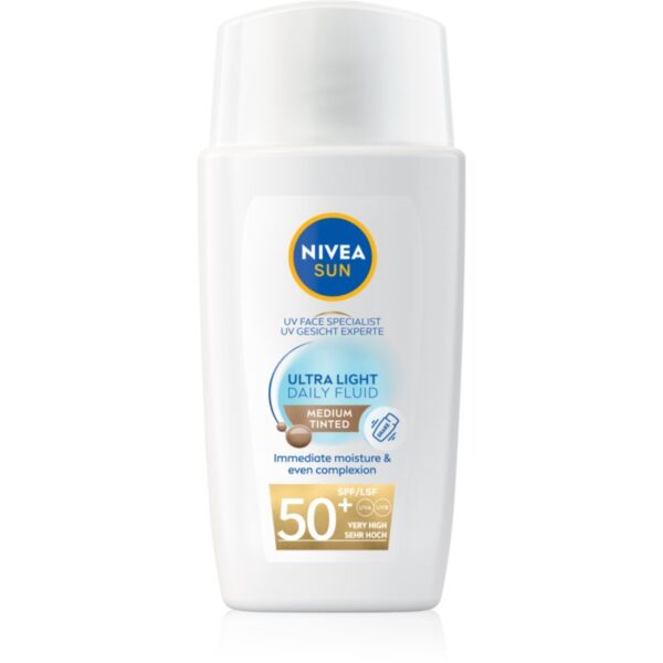 NIVEA SUN Ultra Light Fluid nuantator cu textura usoara SPF 50+ culoare Medium 40 ml-Țena