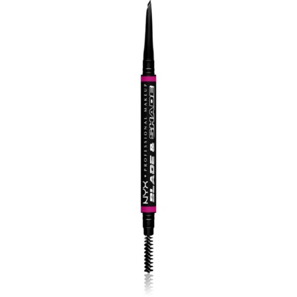 NYX Professional Makeup Blade & Shade creion pentru sprancene cu pensula culoare Black 0.06 g-ro