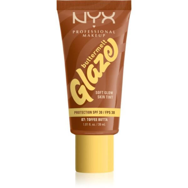 NYX Professional Makeup Buttermelt Glaze tonic fluid iluminator SPF 30 culoare 07 toffee Butta ml-ro