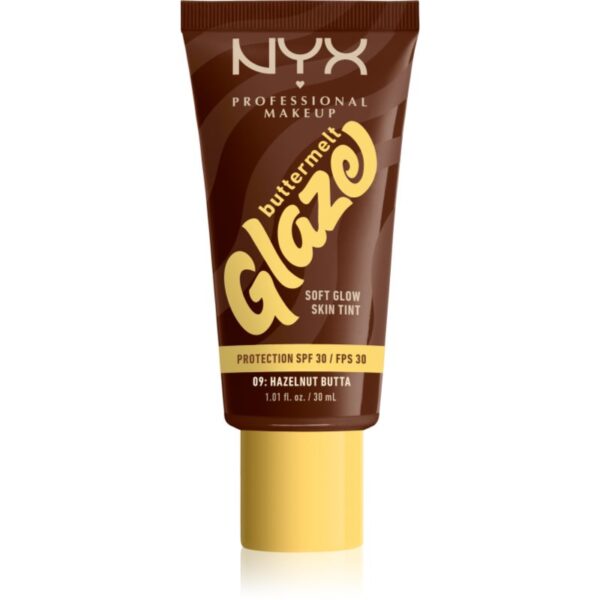 NYX Professional Makeup Buttermelt Glaze tonic fluid iluminator SPF 30 culoare 09 Hazelnut Butta ml-ro