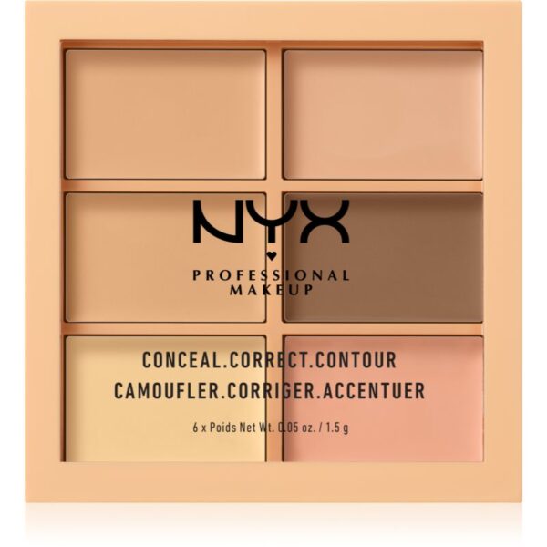 NYX Professional Makeup Conceal. Correct. Contour paletă de contur și corectare culoare 01 Light 6 x 1.5 g-Țena