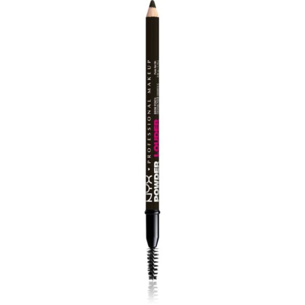 NYX Professional Makeup Powder Louder creion pentru sprancene cu pensula culoare Black 1 buc-Țena