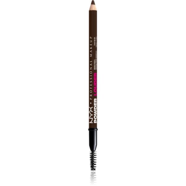 NYX Professional Makeup Powder Louder creion pentru sprancene cu pensula culoare Deep Brown 1 buc-Țena