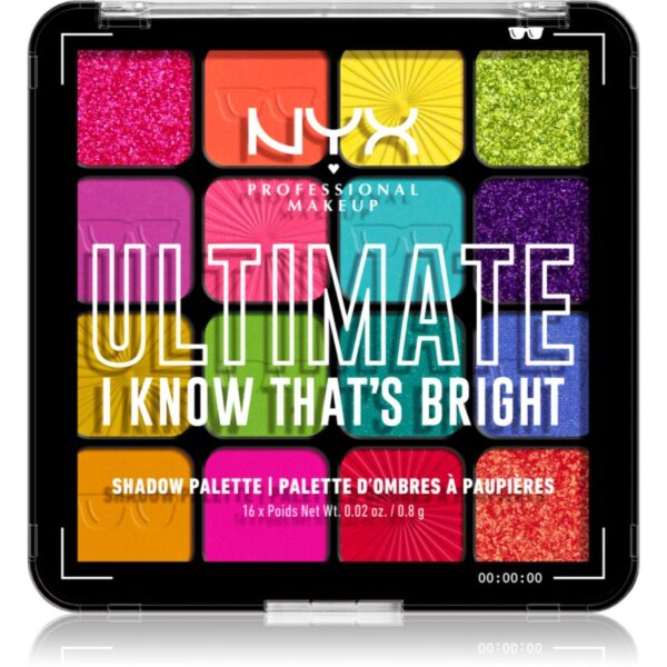 NYX Professional Makeup Ultimate Shadow Palette fard ochi culoare I Know That's Bright 16 buc-ro