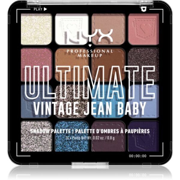 NYX Professional Makeup Ultimate Shadow Palette fard ochi culoare Vintage Jean Baby 16 buc-ro