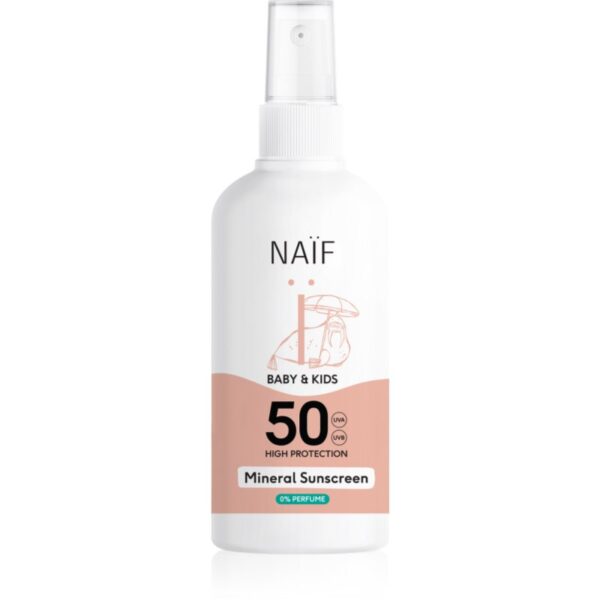 Naif Baby & Kids Mineral Sunscreen SPF 50 0 % Perfume spray protector pentru plajă 100 ml-ro