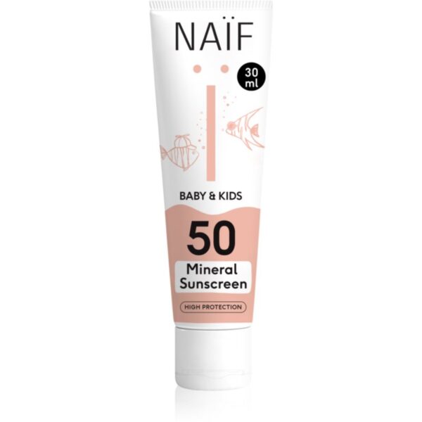 Naif Baby & Kids Mineral Sunscreen SPF 50 crema pentru protectie solara pentru bebeluși și copii mici SPF 50 30 ml-ro