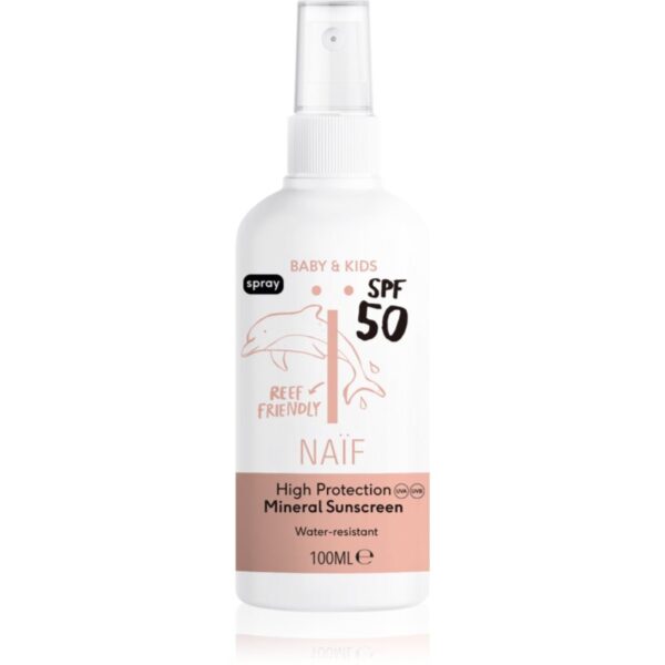 Naif Baby & Kids Mineral Sunscreen SPF 50 spray pentru bronzat pentru nou-nascuti si copii 100 ml-ro