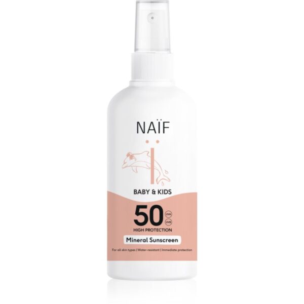 Naif Baby & Kids Mineral Sunscreen SPF 50 spray protector pentru plajă pentru copii 175 ml-ro
