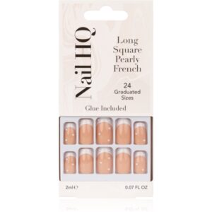 Nail HQ Long Square unghii artificiale Pearly French 24 buc-ro