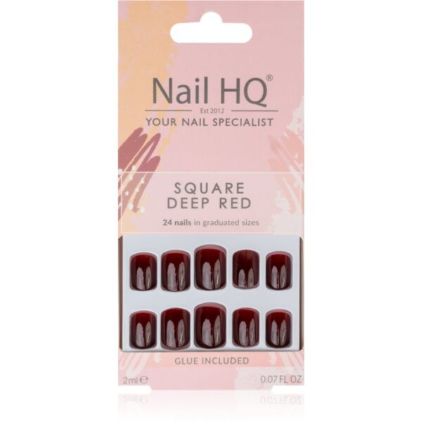 Nail HQ Square unghii artificiale Deep Red 24 buc-Țena