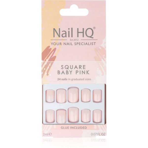 Nail HQ Square unghii artificiale culoare Baby Pink 24 buc-Țena