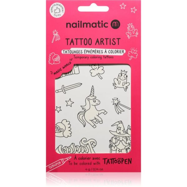 Nailmatic Tattoo Artist Temporary Coloring Tattoos tatuaj pentru copii 3 y+ Magic World 9x16