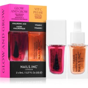 Nails Inc. Glow and Grow & Vit C Please set de lacuri de unghii cu efect de nutritiv-Țena