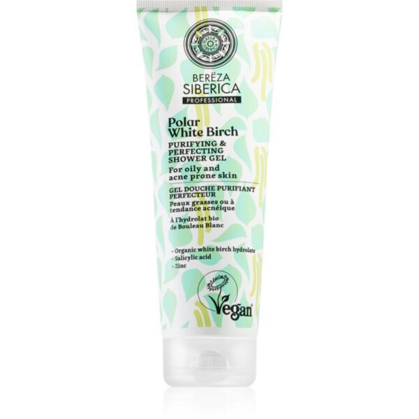 Natura Siberica Polar White Birch Gel de dus pentru curatare pentru pielea problematică și grasă 200 ml-ro