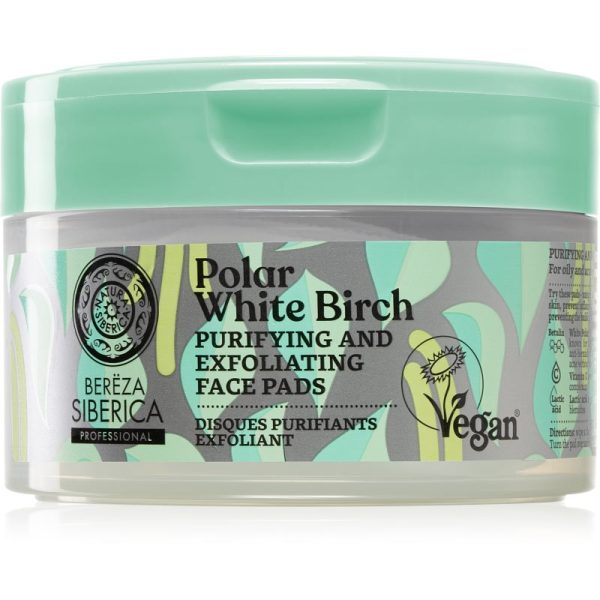 Natura Siberica Polar White Birch discuri pentru indepartarea impuritatilor pentru ten gras si problematic 20 buc-ro
