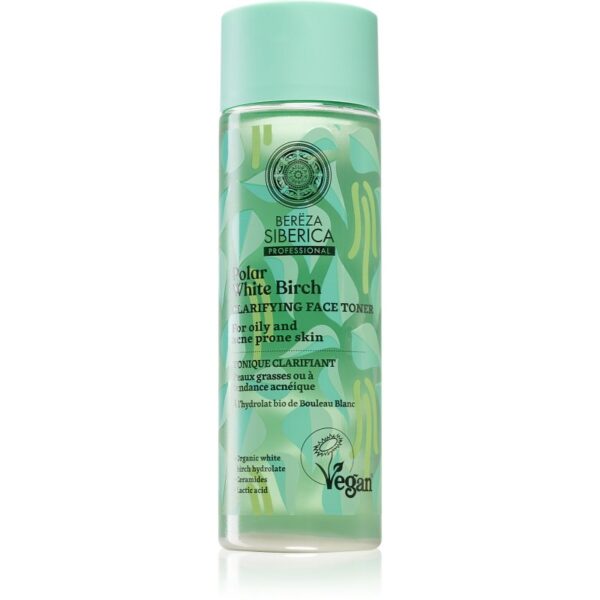 Natura Siberica Polar White Birch solutie tonica cu efect de iluminare pentru ten gras si problematic 200 ml-Țena