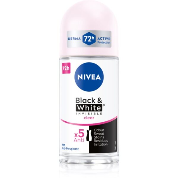 Nivea Invisible Black & White Clear deodorant roll-on antiperspirant pentru femei 50 ml-Țena