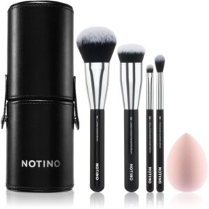 Notino Makeup Brushes Essential Professional Make-Up Brushes & Sponge Set set de pensule cu husă 5 buc-Țena