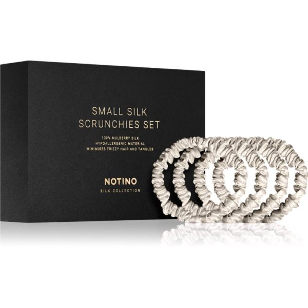 Notino Silk Collection Small Scrunchie Set set de elastice pentru păr din mătase culoare Cream-Țena