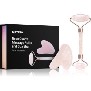 Notino Skincare Tools Rose Quartz Massage Roller and Gua Sha rulou de masaj facial și accesoriu de masaj Rose Quartz-ro
