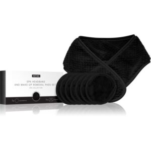 Notino Spa Collection Spa headband and make-up removal pads set set pentru demachiere cu bentiță cosmetică Black 7 buc-Țena