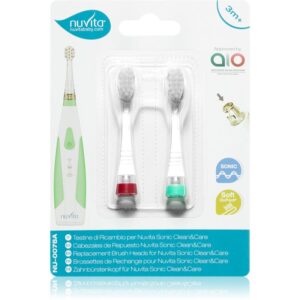 Nuvita Sonic Clean&Care Replacement Brush Heads Capete de schimb pentru baterie sonic periuta de dinti pentru bebeluși Sonic Clean&Care Medium Red/Gre-ro