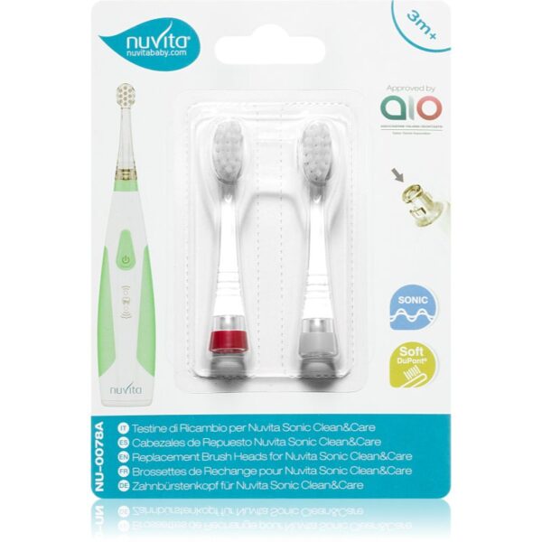 Nuvita Sonic Clean&Care Replacement Brush Heads Capete de schimb pentru baterie sonic periuta de dinti pentru bebeluși Sonic Clean&Care Medium Red/Whi-ro