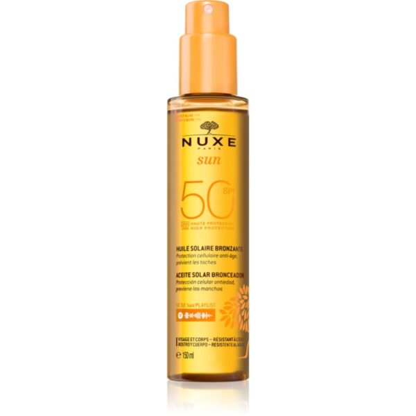 Nuxe Sun Face and Body Tanning Sun Oil ulei pentru plaja pentru fata si corp SPF 50 150 ml-ro