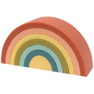 O.B Designs Silicone Rainbow Stacker Silicone Bamboo Puzzle curcubeu pliabil Cherry 10m+ 1 buc-ro