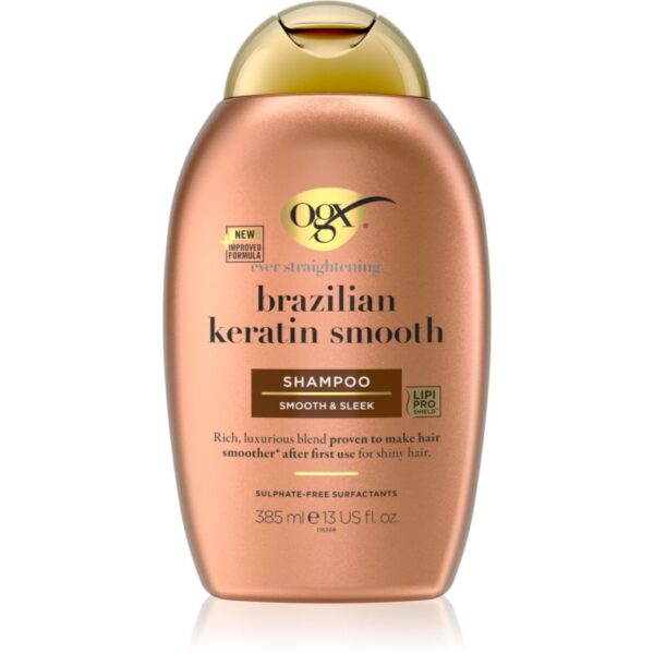 OGX Brazilian Keratin Smooth sampon pentru indreptarea parului pentru un par stralucitor si catifelat 385 ml-Țena