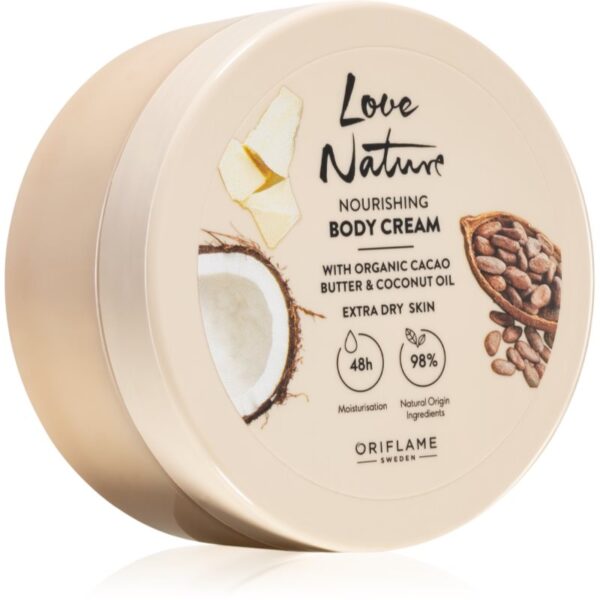 Oriflame Love Nature Cacao Butter & Coconut Oil crema de corp nutritiva cu efect de hidratare 200 ml-Țena